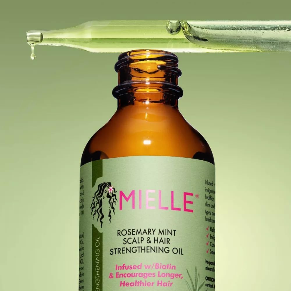 Mielle Organics Rosemary Mint Organic Hair Growth Oil – Scalp & Hair Strengthening Treatment with Biotin, Natural Nourishment for Thicker, Healthier Hair