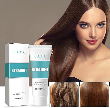 Professional Protein-Infused Hair Straightening Cream with Collagen – Fast-Smoothing, Nourishing Formula for Silk & Glossy Hair | All Hair Types, Including Curly & Coily Textures