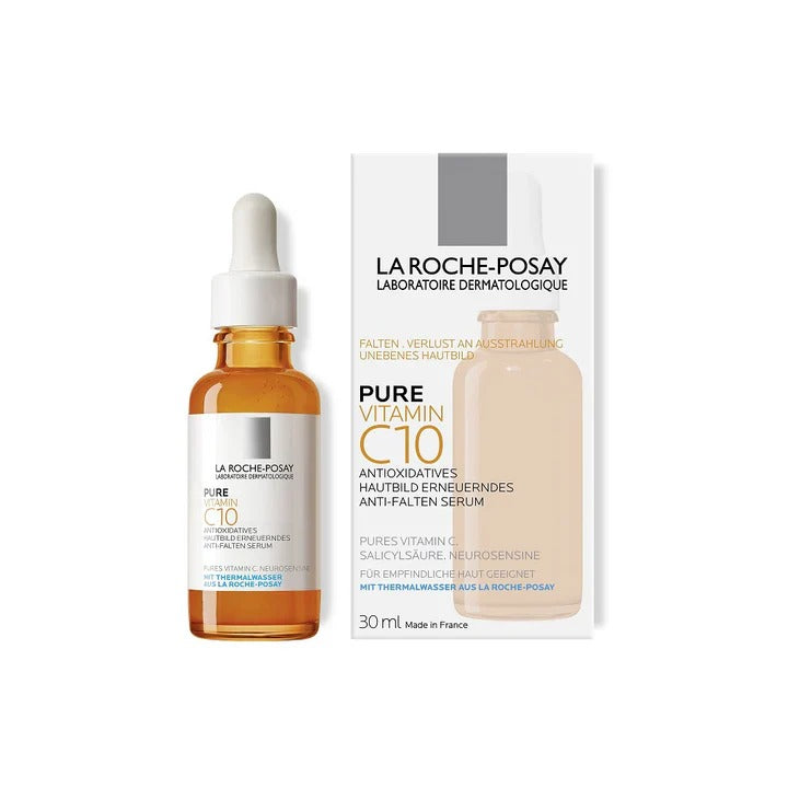 La Roche-Posay Pure Vitamin C10 Serum 10% – Antioxidant Anti-Aging Facial Serum for Sensitive Skin, Brightening Dark Spot Corrector & Wrinkle Reduction, Fragrance-Free, Dermatologist-Tested, 30ml