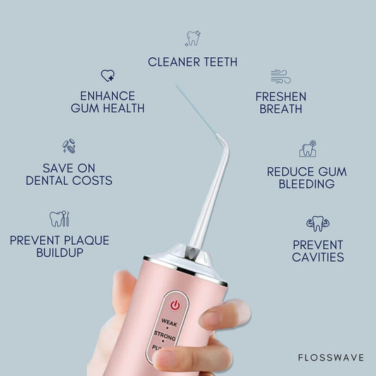 Flosswave Professional Cordless Water Flosser – Rechargeable Oral Irrigator for Deep Plaque Removal & Gum Care | 3 Pressure Modes, ADA Accepted, 300mL Tank, Quiet & Travel-Friendly (Includes 4 Tips)